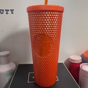 COPY - Glossy orange Starbucks studded venti cold cup 24 oz